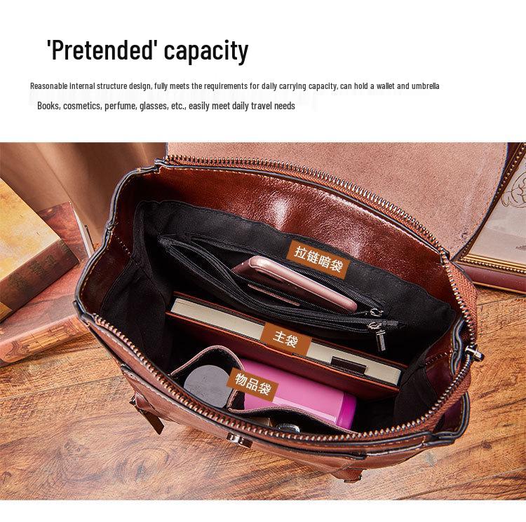 2025 Autumn/Winter Women's Genuine Leather Waterproof Backpack - Simple, Versatile for Travel, School, and Business