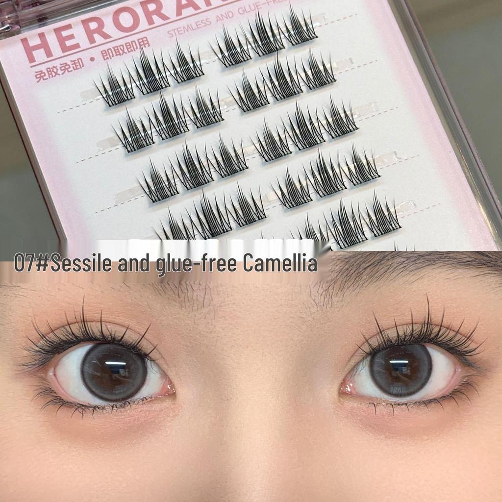 HERORANGE Self-Adhesive False Eyelashes: Stem-Free, Natural Curl, Ideal for Novices, Effortless Application