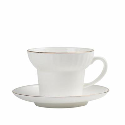 Shangqi Gold-Rimmed Ceramic Coffee Cup and Saucer Set