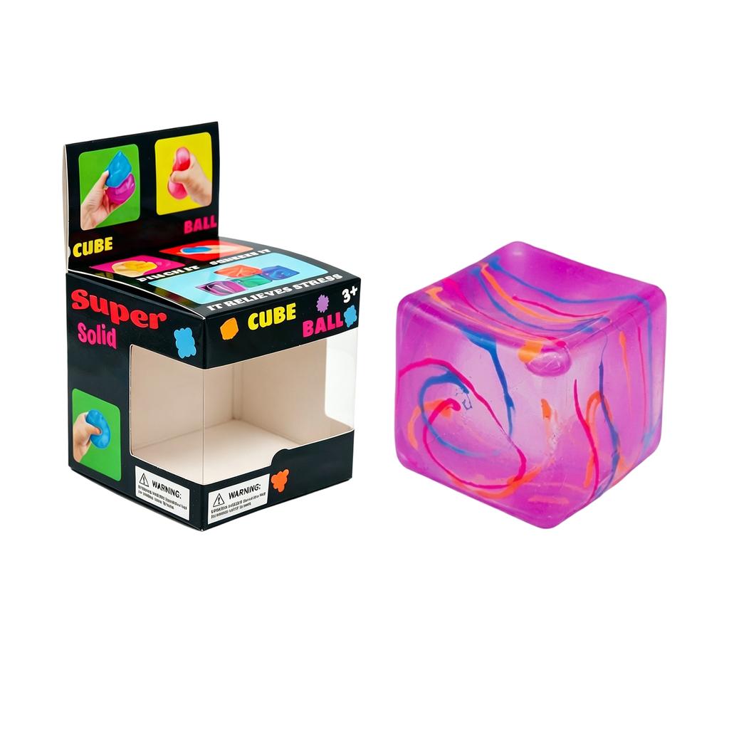 Jouet cube anti-stress Forme glaçon moulé Souple à presser Jouet sensoriel Fidget Matériau durable pour enfants et adultes