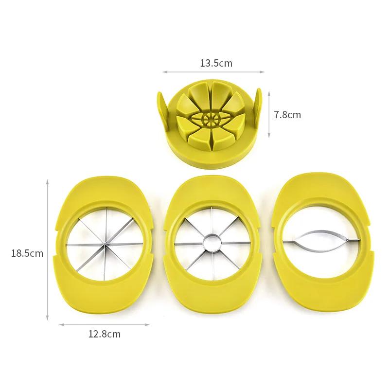 Fruit Cutter Slicer, 4 In 1 Apple Slicer with Vegetable Peeler & Cleaning Brush Mango Cutter Corer Remover Tomato Wedges