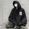 Men's Plus Velvet Hooded Sweatshirt - Large Size, Autumn/Winter, Hip-Hop Style, Trendy Loose Fit, American-Inspired.