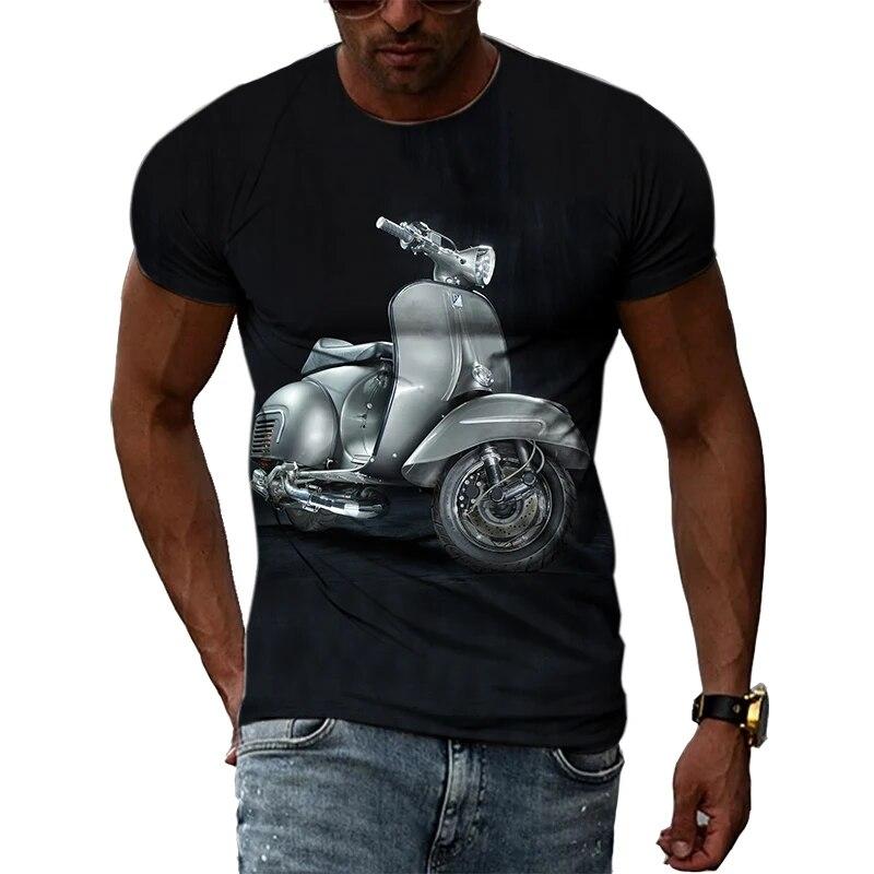Móda Muži Motocyklová trička s grafikou Léto Ležérní Trend Potištěná trička Osobnost Kulatý výstřih Oversized Topy s krátkým rukávem
