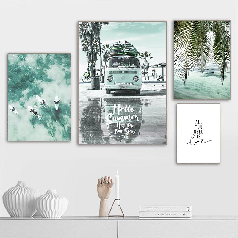 Seascape Canvas Painting Seagull Wall Pictures Ocean Art Prints Scandinavian Murals Mint Green Posters Living Room Decoration