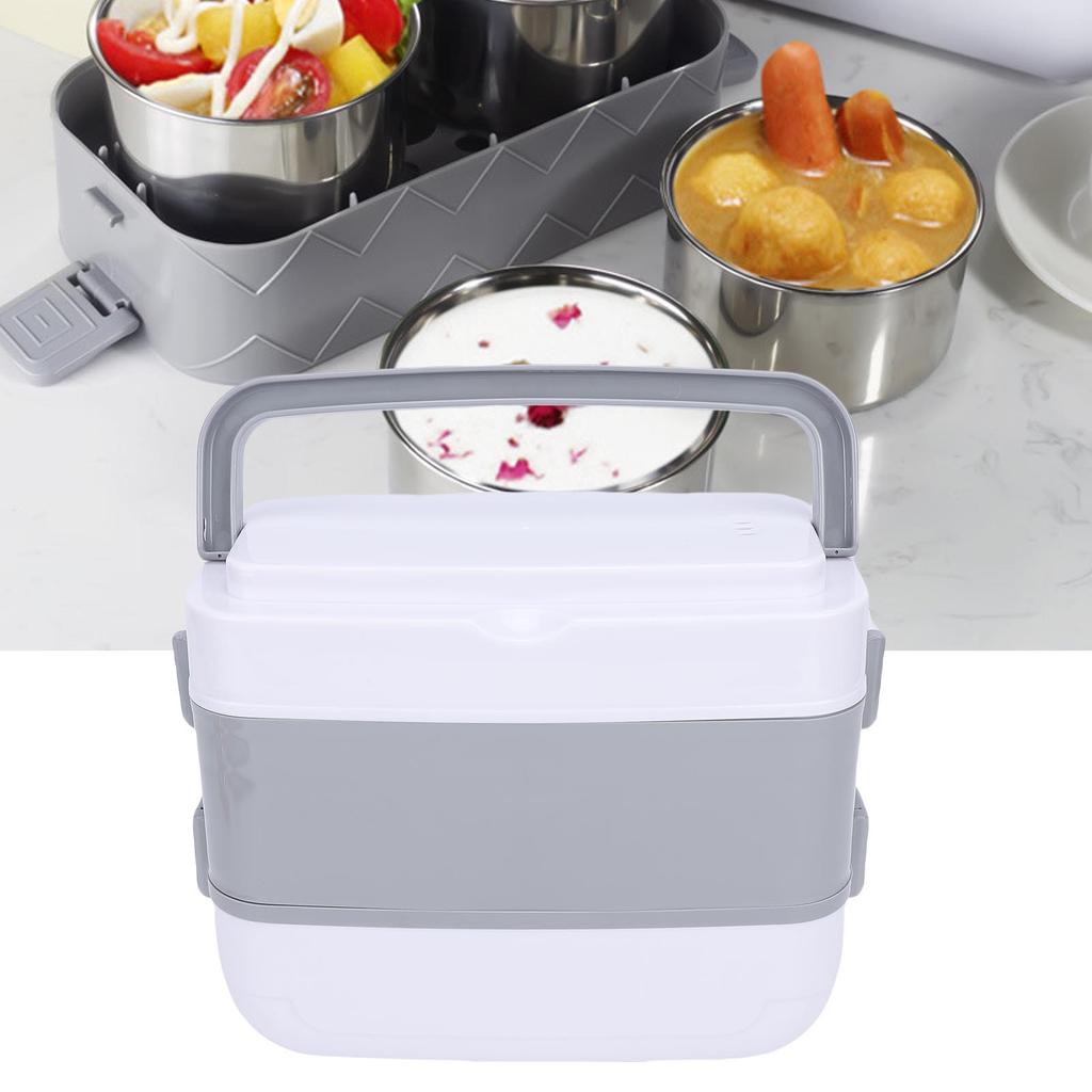 250W Electric Lunch Box with 4 Stainless Steel Food Container Multifunctional Insulated Plug In Heated Lunch Box for