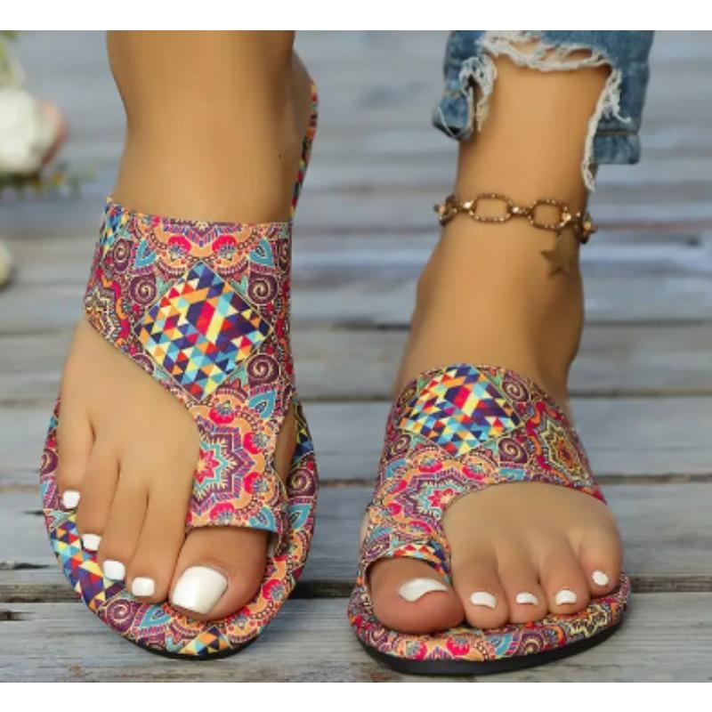 Large size sandals women's  summer new breathable printing set toe style cool slippers