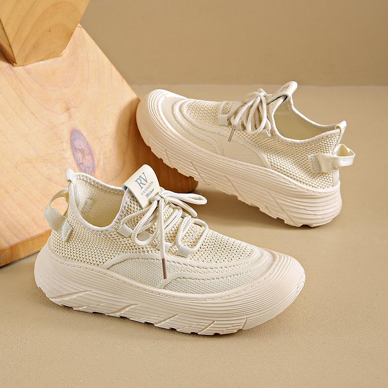 Sneakers Women's 2025 New Summer Popular Coconut Shoes Casual Mesh Breathable Lightweight Running Single Mesh Shoes