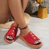 Fashion 2025 Fashion Ladies Shoes Peep Toe Women's Slippers Fashion Metal Decoration Daily Slippers Women Summer Plus Size Flat Slippers