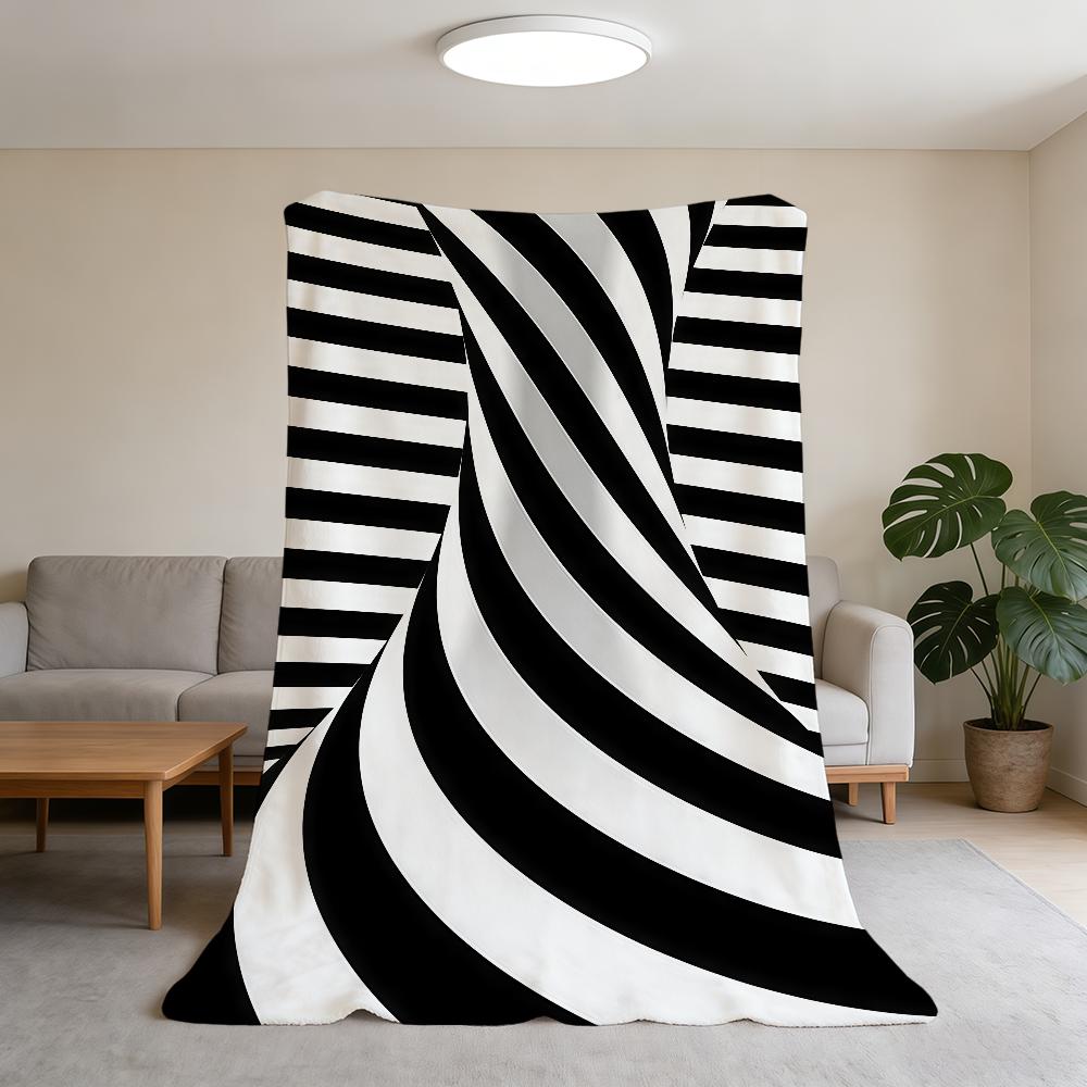 Black and White Twisted Stripes Blanket Super Warm Comfortable Plush Throw Blanket Child Home Sofa Bedroom Gift