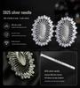 European American Luxury Zircon Earrings: Fashionable S925 Sterling Silver Hollow Ear Studs for Women