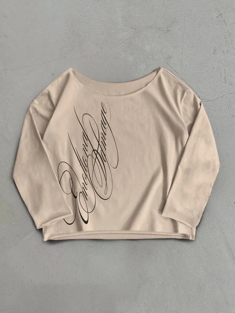 2026 Autumn/Winter Women's Y2K Off-Shoulder Slim-Fit Long-Sleeve Top