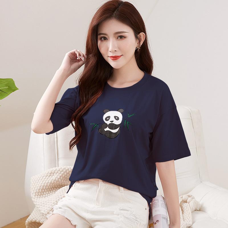 Spring New Short-sleeved Ins Korean Version T-shirt Girls Round Neck Casual Printed Tops Fashionable and Cute Women's Clothing