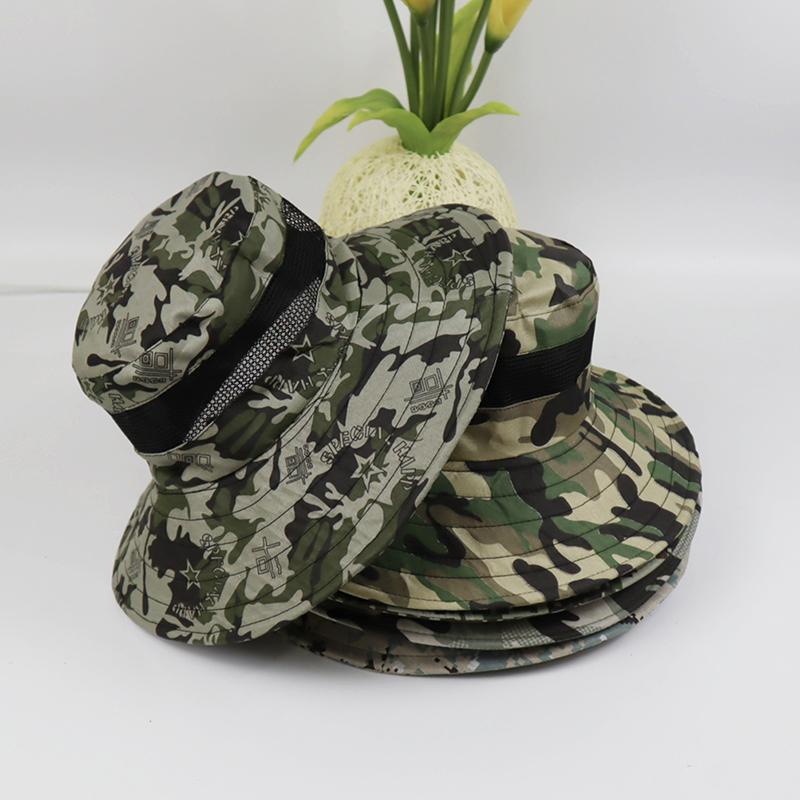 Taktische Camouflage-Bucket-Hüte für Herren und Damen, für den Sommer, sonnenfest, atmungsaktiv, für Camping, Angeln, Wandern, Militärübungen