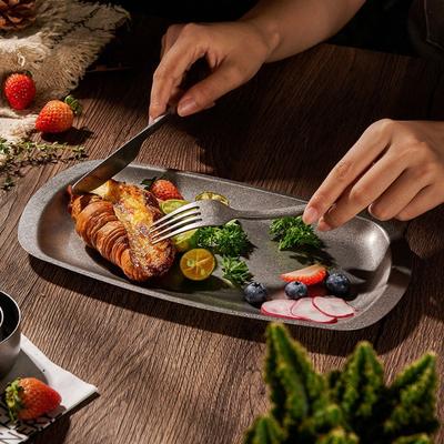 Stainless Steel Dinner Plate Retro Style Serving Tray Storage Plates Dessert Snack Plate  Catering