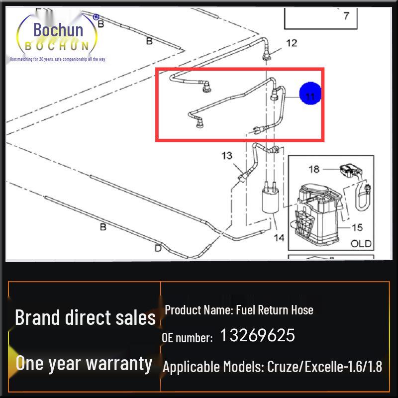 Przewód powrotny filtra paliwa do modeli Cruze Excelle 1.6/1.8 benzyna