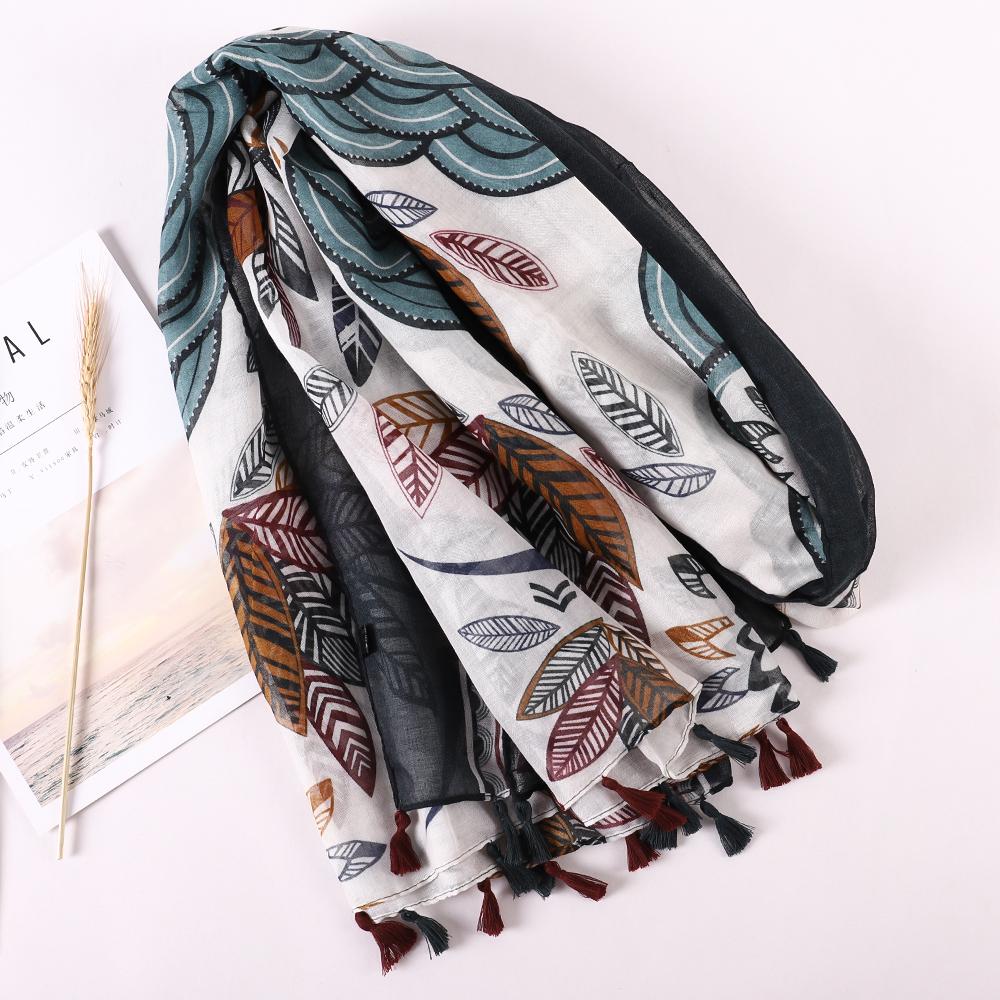 Luxury Brand Cotton Scarf Women Large Shawls Pashmina Muslim Hijab Foulard Design Print Lady Beach Stole Head Scarves Pareo