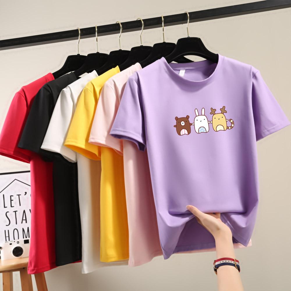 Harajuku Cute Cartoon Print Short Sleeve T-shirts for Women 2025 Summer Casual Loose Student T Shirt Young Girl Y2k Tops
