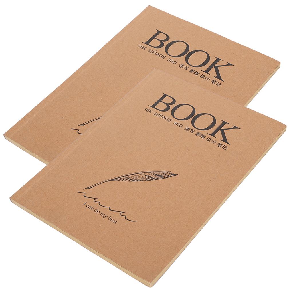2Pcs Kraft Paper Sketchbook Retro Sketch Pad HandPainted Thick Art Drawing Coil Notebook