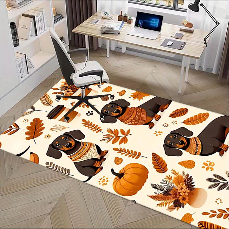 Autumn Dachshund Chair Mat Office Carpet, Large Rug for Home Decor, Sofa Mat, Desk Pad Gift, Suitable for Bedroom, Living Room, Various Rooms