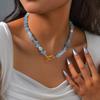 Vnox Crystal Pearl Natural Stone Luxury Necklace Women Formal Party Extra Stainless Steel OT Buckle Charm Bright Jewelry Choker