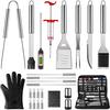 BBQ Tool Set, Portable Oxford Bag, Grilling Utensils, Stainless Steel Grill, Spatula Brush, Outdoor Barbecue Accessories
