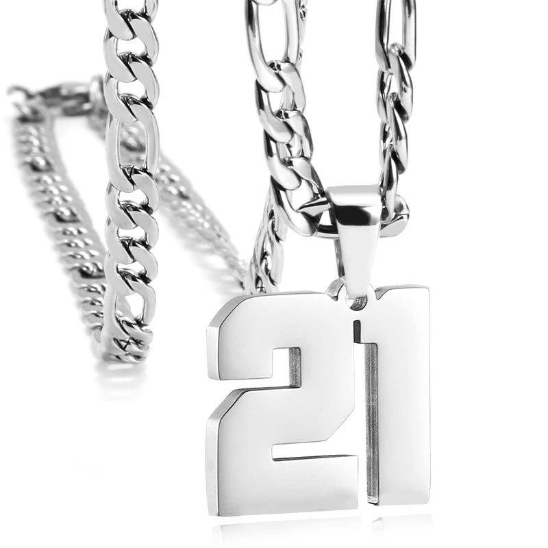 Men's Athlete Stainless Steel Sports Digital Necklace Baseball/Basketball/Soccer Team Inspiration Jewelry Spot