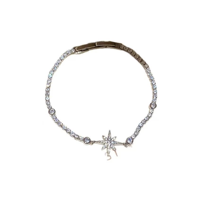 Starburst Zircon Chain & Link Bracelet Trendy 14K Gold Plated Women's Anti-Tarnish Daily Party Jewelry Fashion Bangles
