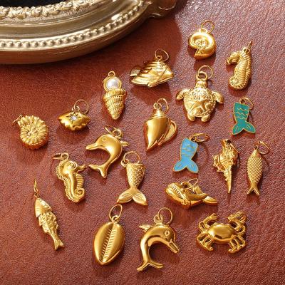 Elegant Stainless Steel Crab Seashell Pendant for DIY Necklaces & Bracelets