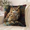 1pc Realistic Owl And Floral Design Single-Sided Print Decorative Pillowcase, Machine Washable Size, Zipper Closure, Soft Polyester Fabric, Suitable F