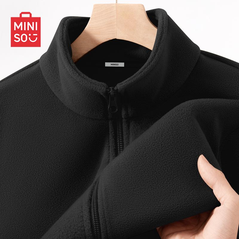 MINISO Men s Fleece Lined Stand Collar Cardigan Jacket 3XL