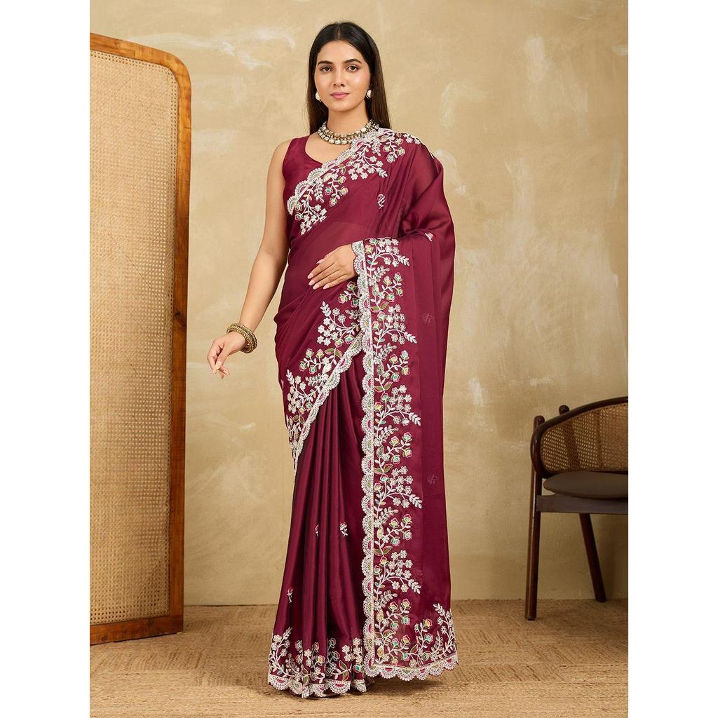 Midnight Elegance Rangoli Silk Saree