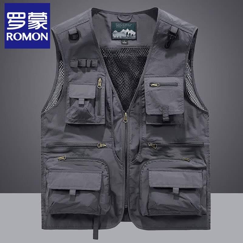 Romens Men s Multi-Pocket Outdoor Quick-Dry Fishing Vest M