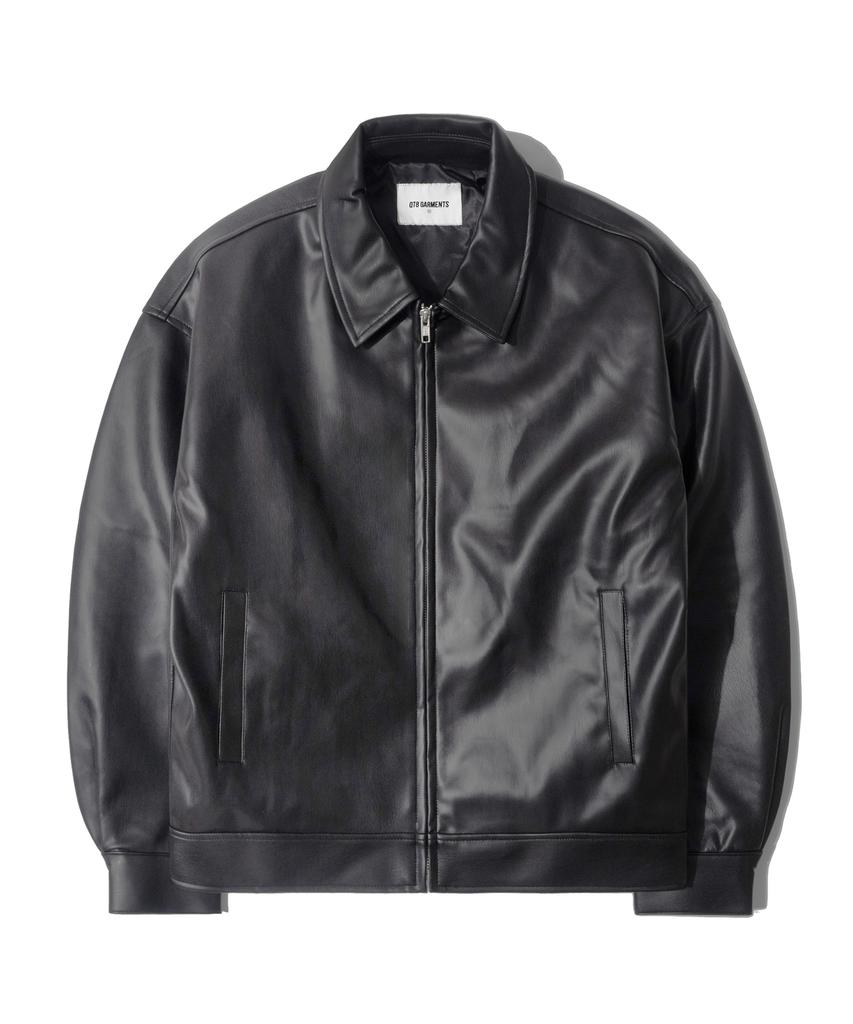 Qt8 Garments Lb Synthetic Leather Single Jacket (Black)