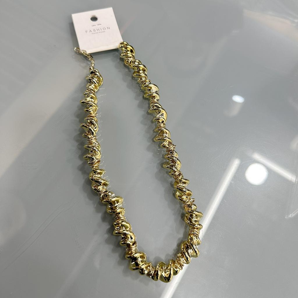 Tooxika New Niche Design Sense Of Cold Wind Spiral Irregular Necklace Light Luxury Fashion Personality Temperament Collarbone Chain For Women