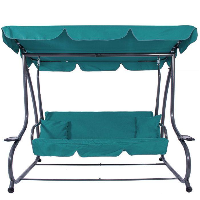 Gartenschaukel - SPRINGOS - Venedig (Hollywood) - 3 Plätze - Verstellbares Dach - Türkisgrün