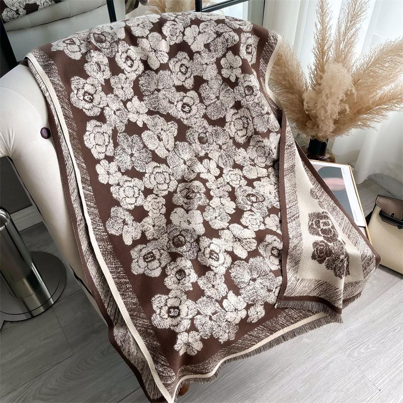 Luxury Winter Cashmere Scarf Women Design Warm Pashmina Blanket Poncho Scarves Female Shawl Wraps Thick Foulard Bufanda