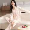 Pajamas women's spring and autumn thin long-sleeved trousers simple casual and comfortable women's loungewear two-piece set