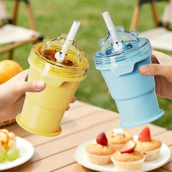 2-in-1 Collapsible Silicone Ice Ball Maker Cup Portable Ice Cube Bottle