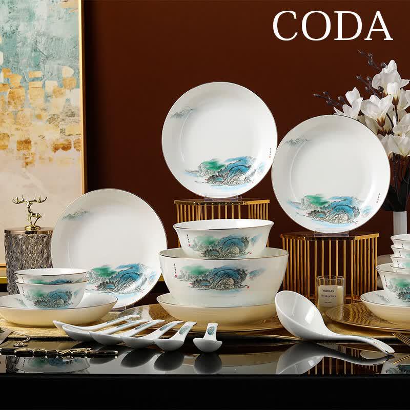CODA Green Mountains Bone China 22-Piece Dinnerware Set