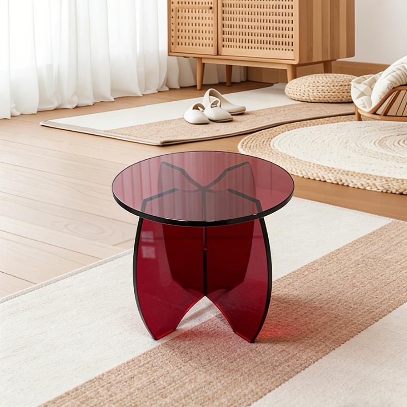Round Acrylic Low Stool – Light Luxury Shoe Changing Stool, Small Vanity Stool for Home & Living Room
