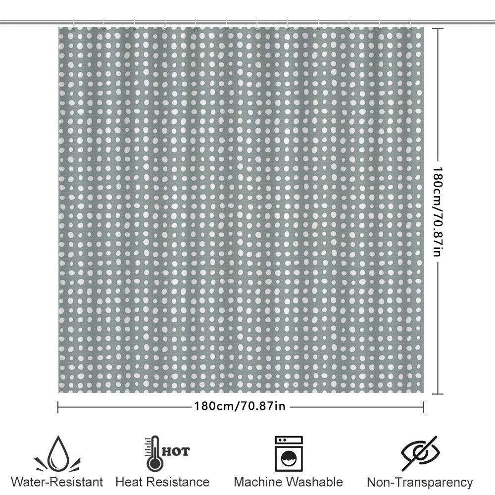 Modern Polka Dot Shower Curtain Waterproof Fabric For Bathrooms Decor In Green White Colors |