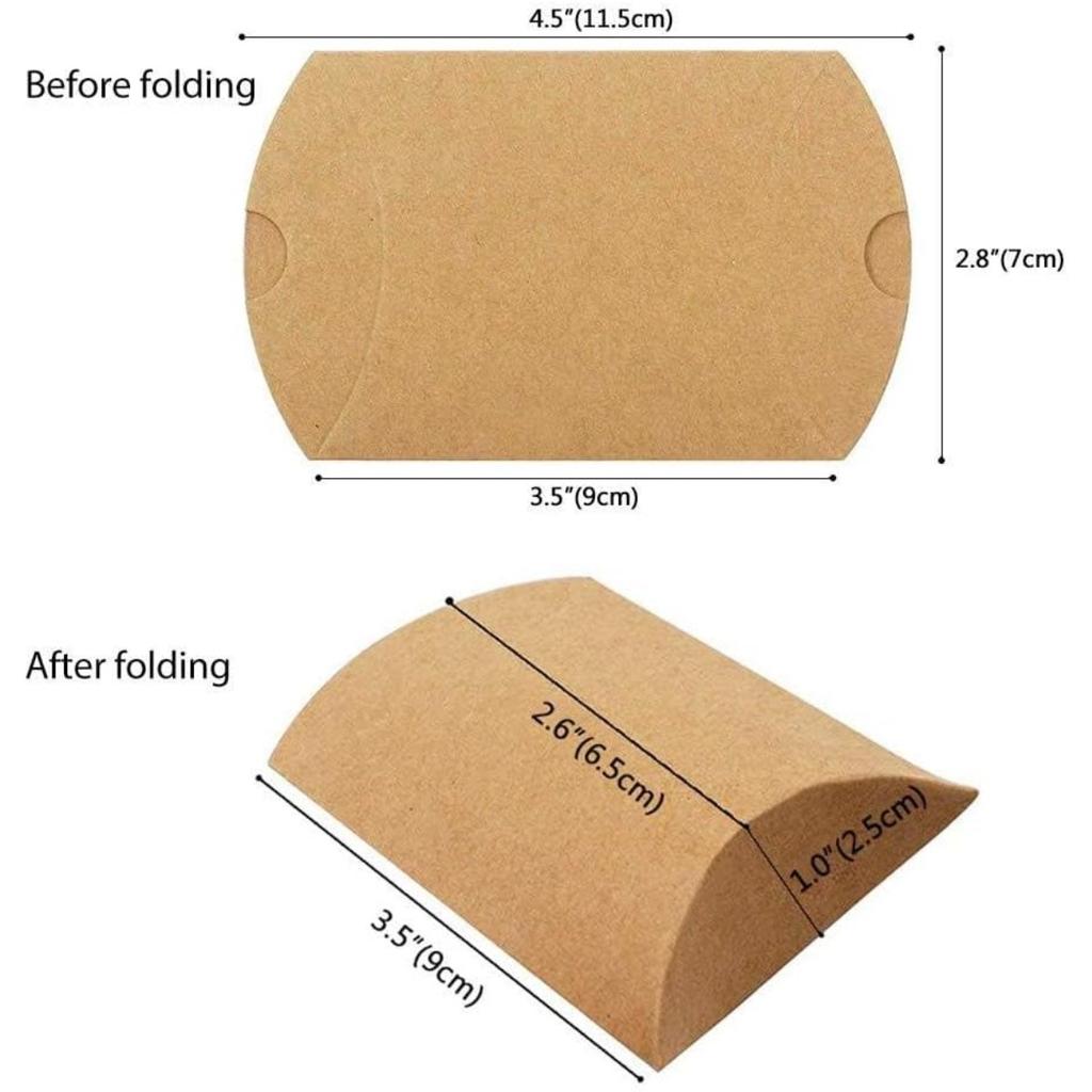 50Pcs Kraft Paper Pillow Gift Box with Jute Rope, Small Candy Boxes for Gift Jewelry Soap Packaging, Mini Foldable Gift Box Wedding Birthday Party