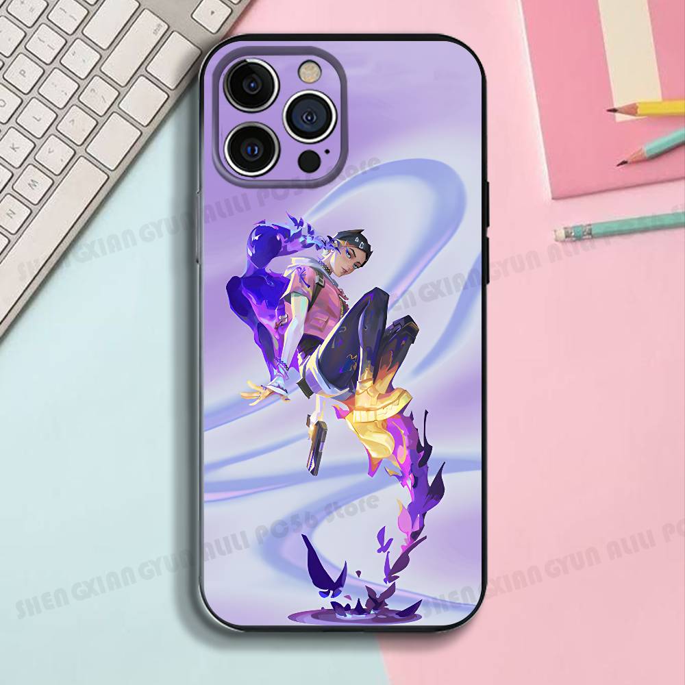 Game V-Valorant Black Phone Case For IPhone 17 16 15 14 13 12 13 12 11 Pro Max Plus XS XR Silicone Soft Back Cover