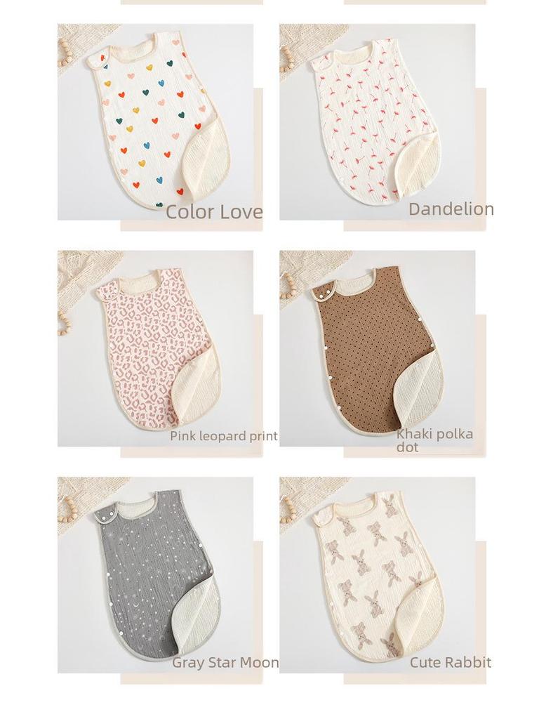 Four-Layer Children's Sleeveless Gauze Sleeping Bag: Anti-Kick, Summer-Weight, Korean Style.