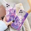 Japan Anime Landscape Phone Case For iPhone 16 11 15 12 14 Pro Max 12 13 Mini 7 8 Plus X XR XS Matte Purple Street View Cover