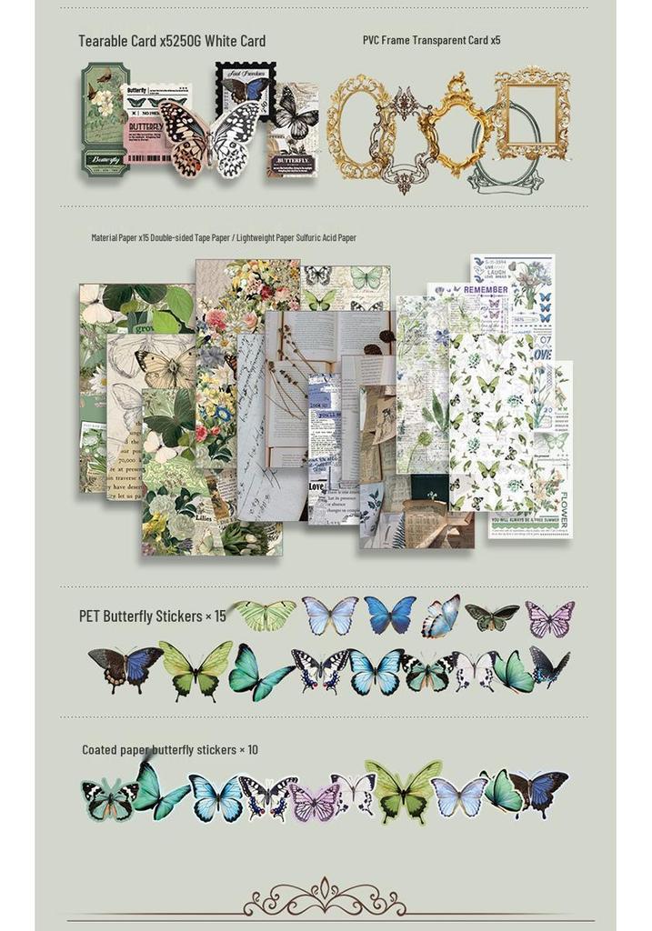 Cross-Border Artistic Butterfly Journal Gift Box with Girly Retro Heart Collage Design
