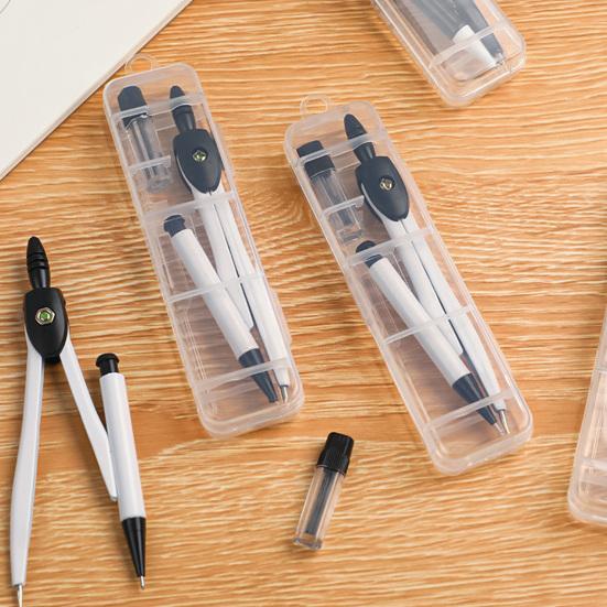 Set Bussola Metallica 2-in-1 con Matita Automatica Strumento per Disegno Geometrico per Studenti Ufficio Portatile Preciso Scatola di Conservazione per Matematica Arte & Ingegneria