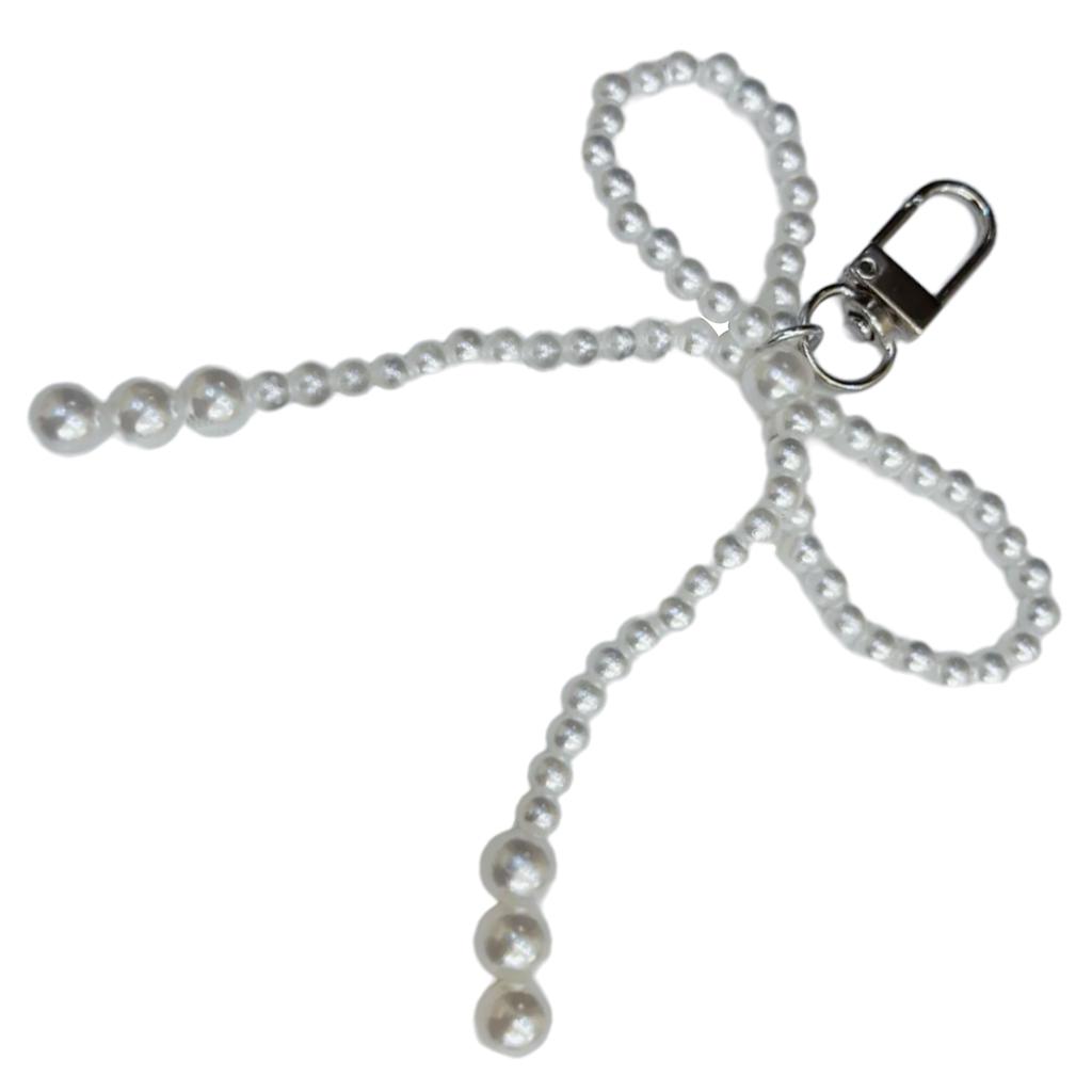 Chic Beaded Bowknot Key Rings Keychain Pendant Practical Phone Straps Stylish Accessory for Keys Purses and Backpacks