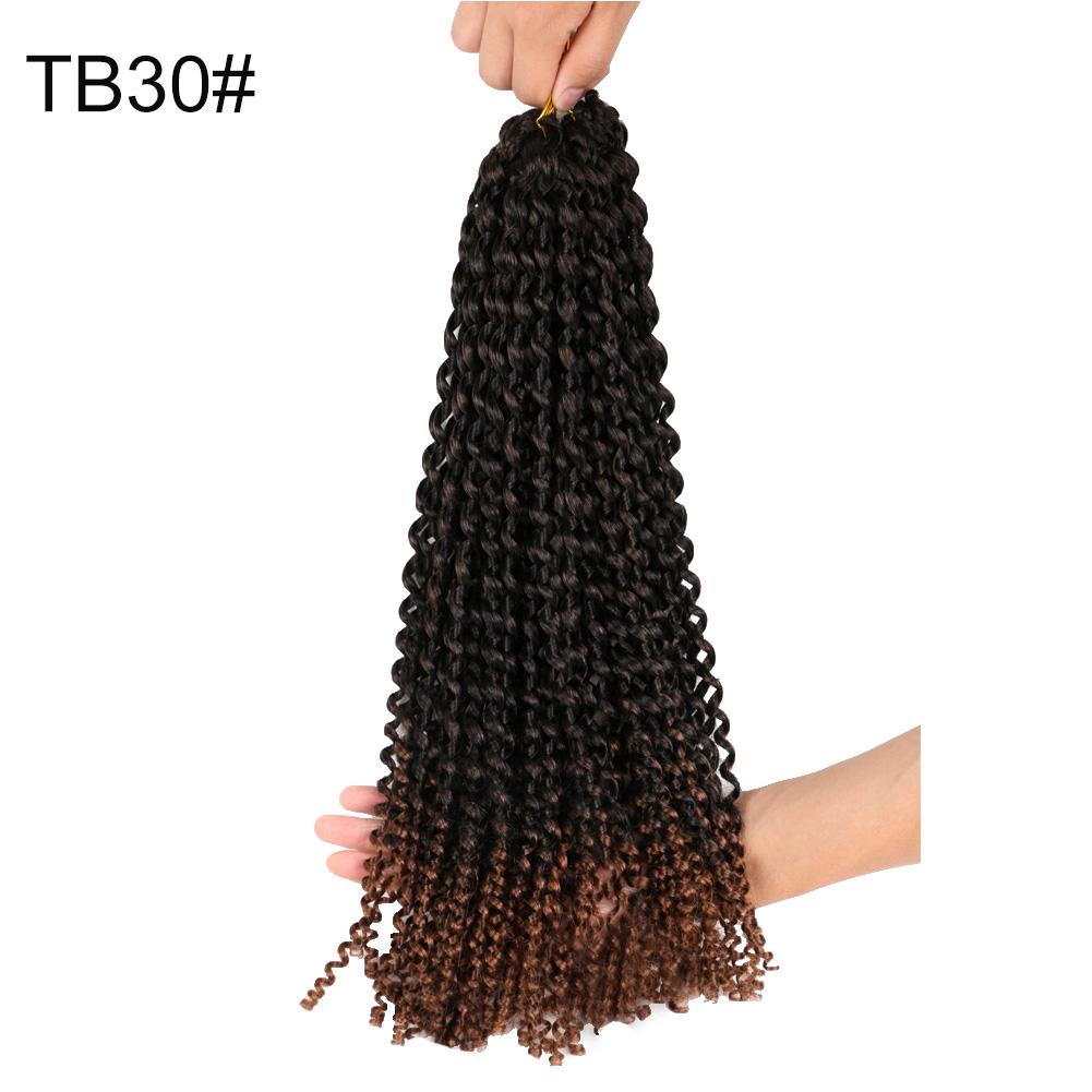 TBH 45cm Twist szydełkowe warkocze Water Wave Curly Falista peruka dla kobiet Syntetyczne przedłużanie włosów