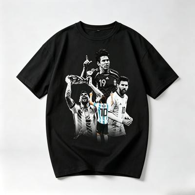 The Greatest Of All Time Messi Tee Classic Soccer Star Portrait Design Breathable Short Sleeve For True Football Supporters